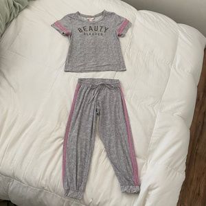 ✧ BEAUTY SLEEPER Grey Pink Striped PJ Set ✧